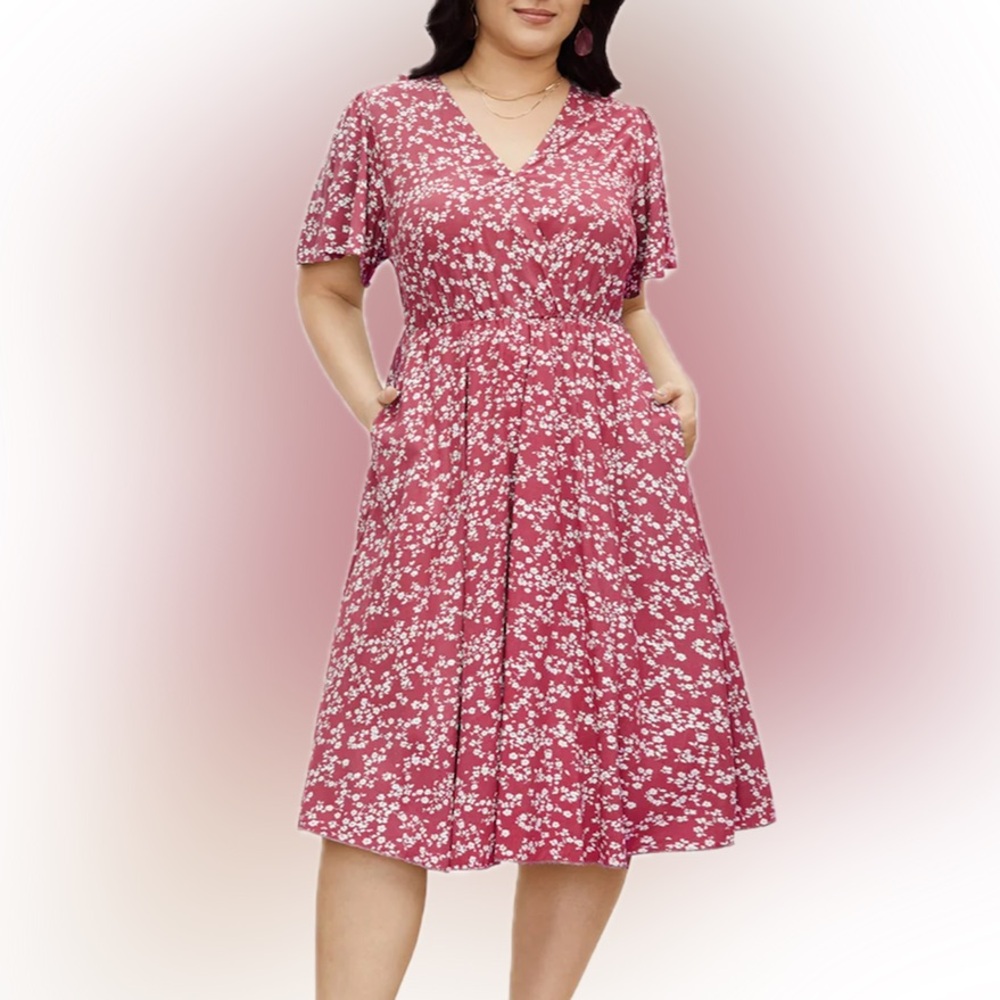 Bloomchic Dusty Rose V Neck floral Dress